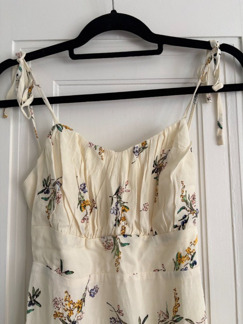 Lulus Spring For You Cream Floral Print Tie-strap Mini Dress White - Size M - Picture 5 of 7